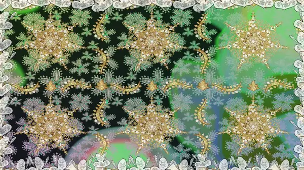 Geleneksel klasik raster altın pürüzsüz desen. Gri renklerdeki altın elementler. Barok tarzında kusursuz bir doğulu süsü..