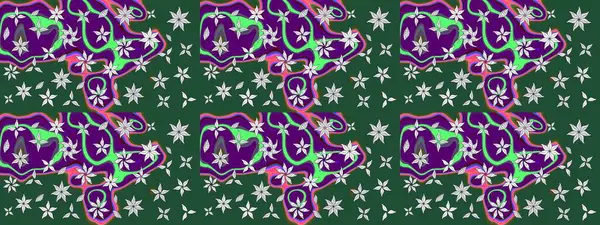 Çiçekli çizim şekli. Yeşil renkli çiçekler. Renkli Bahar Teması eskiz kalıbı. Düz Çiçek Elementleri Tasarımı.