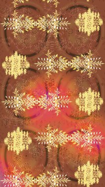 Güzel süs eşyası. Kar tanesi süsü Raster illüstrasyonu. Kar taneleri izole edildi. Kahverengi, turuncu ve sarı renkli kar tanesi süsü.