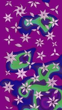 Mor çiçekli eskiz deseni, suluboya çiçek deseni, sevimli çiçek, duvar kağıdı, kart veya kumaş için fayanslı. Raster - stok.