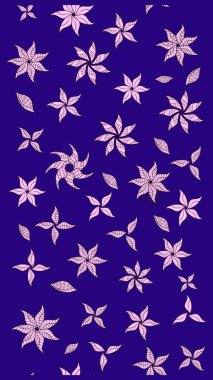 Süslü kumaş deseni. Düz Çiçek Elementleri Tasarımı. Raster illüstrasyonundaki çiçek desenli çizim. Renkli Bahar Teması çizim şablonu.