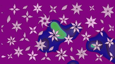 Raster illüstrasyonundaki çiçek desenli çizim. Mor renkte çiçekler.