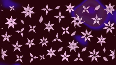 Raster deseni. Patlayan çiçekler soyut olarak yerleştirilmiş. Raster illüstrasyonu. Yumuşak, bahar çiçekleri kahverengi renklerde.