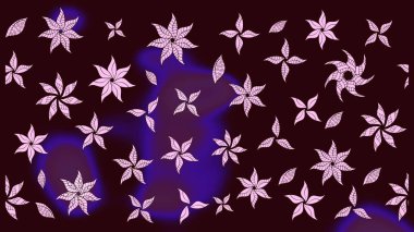 Yapraklı çiçekler ve kahverengi renkli papatya çiçekleri. Raster - stok. Taslak arkaplan deseni.