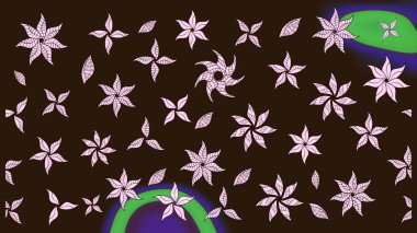 Üzerinde gelincikler ve vadi zambakları olan renkli çiçek desenli nakış deseni. Tekstil tasarımı için kahverengi renkli geleneksel halk çiçekleri buketi.