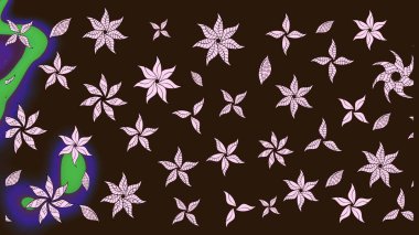 Düz Çiçek Elementleri Tasarımı. Kahverengi renkli çiçekler. Çiçek desenli eskiz, yaz çiçekleri. Renkli Bahar Teması çizim şablonu.