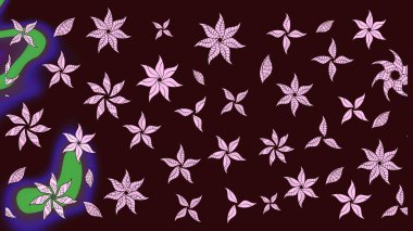 Kahverengi el çizimi. Karalama çiçekleri çizim kalıbı. Sanat, çiçeklere ilham verir ve arka plan bırakır. Raster deseni.