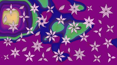 Raster illüstrasyonu. Küçük çaplı çiçeklerdeki basit şirin desenler. Tekstil veya kitap kapakları, imalat, duvar kağıtları, baskı, hediye paketi ve yapıştırma kitabı için çiçek eskiz geçmişi.