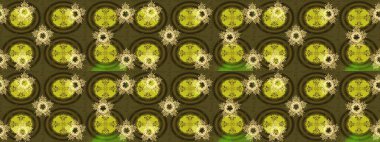 Kış kartı Mutlu Noeller, Yeni Yıl ve Mutlu Tatil Raster çizimleri. Yeşil, kahverengi ve sarı kar taneli Noel kartı yeşil, kahverengi ve sarı renklerde. Kar taneleri arkaplanı.