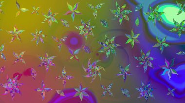 Nazik, narin çiçek arkaplanı. Yeşil renkli çiçekler. Raster çiçek desenli ve çiçekli..