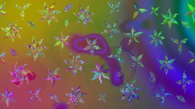 Raster illüstrasyonu. Yeşil renkli çiçekler. Çizim çiçek deseni duvar kağıdı için kullanılabilir.