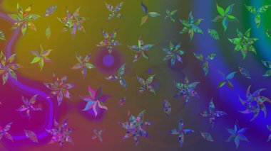 Düz Çiçek Elementleri Tasarımı. Renkli Yaz Temalı eskiz kalıbı. Sevimli çiçek raster deseni. Modaya uygun kumaş deseni.