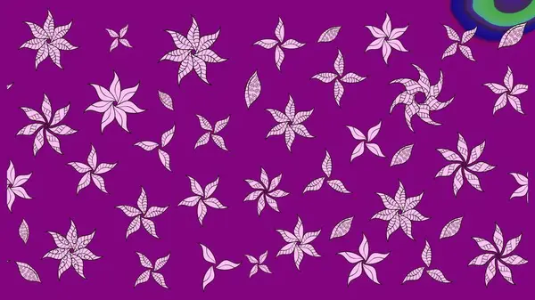 Düz Çiçek Elementleri Tasarımı. Süslü kumaş deseni. Renkli Bahar Teması eskiz kalıbı. Raster illüstrasyonunda çiçek deseni çizimi.