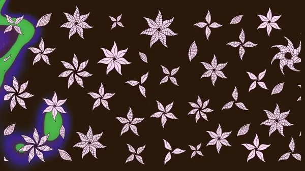 Düz Çiçek Elementleri Tasarımı. Kahverengi renkli çiçekler. Çiçek desenli eskiz, yaz çiçekleri. Renkli Bahar Teması çizim şablonu.