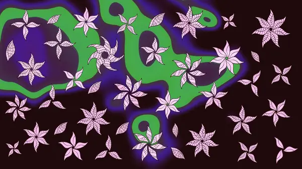 Raster illüstrasyonundaki çiçek desenli çizim. Güzel kumaş deseni. Düz Çiçek Elementleri Tasarımı. Renkli Bahar Teması çizim şablonu.