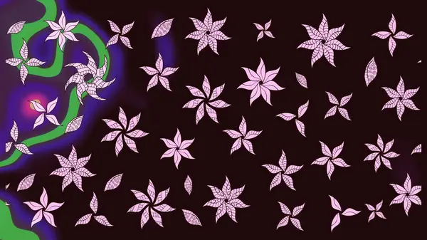 Tekstil tasarımı için geleneksel Raster çiçek buketi kahverengi renkli. Üzerinde gelincikler ve vadi zambakları olan renkli çiçek desenli nakış..