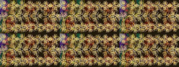 Kar tanelerinin soyut arkaplanı olan şirin bir Noel arkaplanı. Kahverengi, gri ve sarı kar taneleri. Raster illüstrasyonu. Renkler. Noel ve Yeni Yıl moda baskıları için tatil tasarımı.