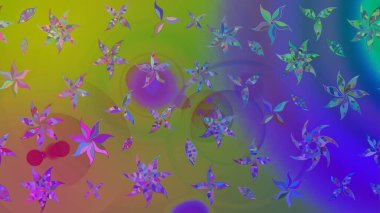 Yeşil renkli çiçekler. Robot resim. Raster illüstrasyonu. Şirin çiçek elementleri..