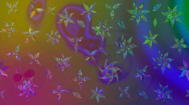 Kahverengi renkli Asya tekstili. Çiçek desenli çizim. Raster illüstrasyonu.