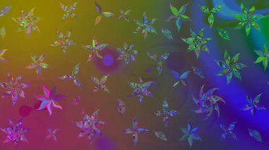 Kahverengi renkli çiçekler. Renkli Yaz Temalı eskiz kalıbı. Raster Illustrasyon 'daki Çiçek Deseni' nin son moda çizimi. Düz Çiçek Elementleri Tasarımı.