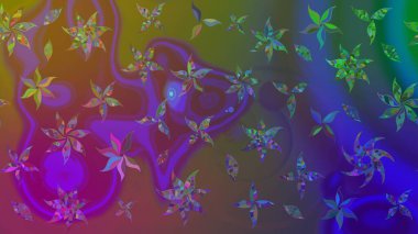 Düz Çiçek Elementleri Tasarımı. Raster illüstrasyonundaki çiçek desenli çizim. Kahverengi renkli çiçekler. Renkli Bahar Teması çizim şablonu.