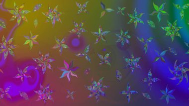 Raster illüstrasyonu. Egzotik çiçekler, kahverengi renklerde botanik, parlak, klasik bir doğa. Klasik tropikal doğal elementlerin suluboya seti.