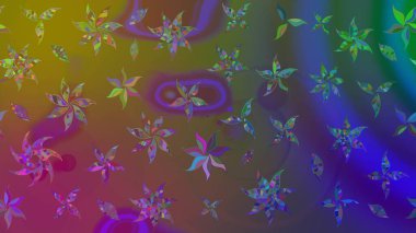 Raster illüstrasyonundaki çiçek desenli çizim. Kahverengi renkte çiçekler.