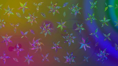 Düz Çiçek Elementleri Tasarımı. Renkli Bahar Teması eskiz kalıbı. Raster illüstrasyonundaki çiçek desenli çizim. Süslü kumaş deseni.