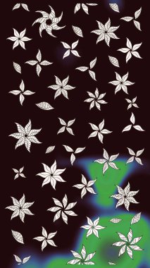 Çiçekli karalama şeklinde Raster çiçek deseni. Nazik, sevimli çiçek arkaplanı. Kahverengi renkte çiçekler.