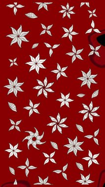 Sevimli çiçek raster deseni. Kırmızı renkte çiçekler. Düz Çiçek Elementleri Tasarımı. Renkli Bahar Teması çizim şablonu.