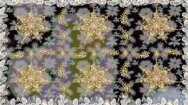 2019 Noel 'i, kar tanesi, yeni yıl. Gri renklerde ve altın elementlerle klasik, pürüzsüz desen.