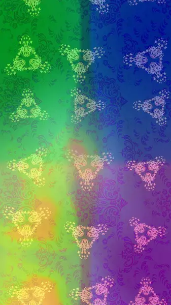 Yıldızlı ve düşen kar taneleriyle büyülü altın tatil soyut arka plan. Raster illüstrasyonu. Noel yeşili, mavi ve mor.