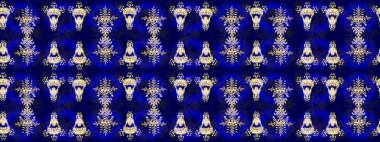 Altın renkler. Noel ve yeni yıl moda baskıları için tatil tasarımı. Kar tanelerinin soyut arkaplanlı Noel şablonu. Raster illüstrasyonu.