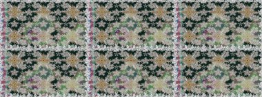 Renkli Yaz Temalı Kusursuz Arkaplan. Raster Illustrasyon 'da moda olmayan çiçek deseni. Gri renkli çiçekler. Düz Çiçek Elementleri Tasarımı.