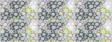 Gri renkli çiçekler. Raster illüstrasyonu. Çiçek süsü ile kusursuz desen.