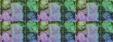 Raster dikişsiz çiçek deseni. Vadinin yeşil renkli çiçekleri.