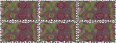 Renkli Bahar Temalı Kusursuz Arkaplan. Raster illüstrasyonu. Zentangle soyut çiçekleri. Karalama çiçeği. Güzel kumaş deseni. Düz Çiçek Elementleri Tasarımı.