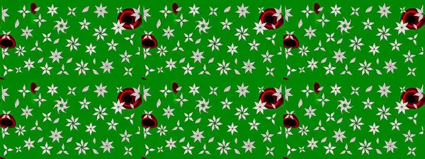 Yeşil renkli çiçekler. Renkli Yaz Temalı eskiz kalıbı. Sevimli çiçek raster deseni. Düz Çiçek Elementleri Tasarımı.