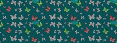 Robot resim. Raster illüstrasyonu. Mavi arka planda kelebek. Davet, kart, yazdırma için basit kadınsı desen.