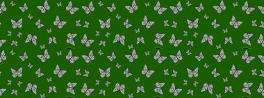 Güzel Kelebek Siluetleriyle Moda Dekorasyonu. Kelebeklerle dolu yaz arkaplanı yeşil renkler. Basit Kadınsı Kart, Davetiye, Yazdırma Kalıbı. Güveli Raster Arkaplanı.