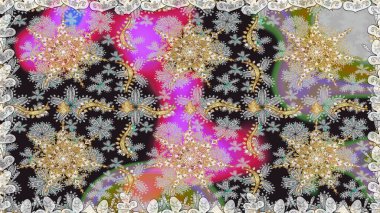 Duvar kâğıdı barok, İspanyol kumaşı. Şık bir grafik desen. Gri renklerdeki altın elementler. Kusursuz raster arka plan. Çiçek deseni.