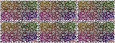 Renklere karalamalar çizen kusursuz çiçek deseni. Raster illüstrasyonu.