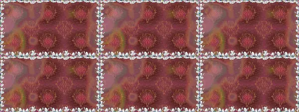 Çiçekli ipek eşarp. 1950-1960 motifleri. El çizimi çiçek unsurları olan soyut, dikişsiz raster deseni. Kahverengi üzerine kahverengi. Retro tekstil tasarım koleksiyonu.