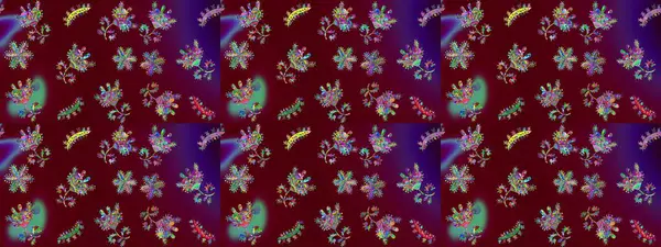 Eskiz klasiği. Raster Şirin kumaş deseni. Renkli Bahar Teması eskiz kalıbı. Düz Çiçek Elementleri Tasarımı.