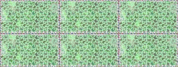 Egzotik hayvanlar. Yeşil ve nötr kelebekler. Raster illüstrasyonu. Kumaş, kağıt, ambalaj kâğıdı ve duvar kağıdı tasarımı için harika bir arka plan. Kusursuz..