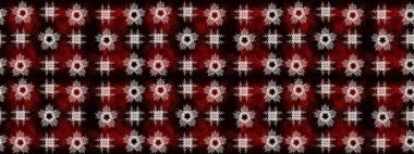 Siyah, kahverengi ve kırmızı kar tanelerinin olduğu Noel kartı siyah, kahverengi ve kırmızı renklerde. Kar taneleri arka planda. Kış kartı Mutlu Noeller, yeni yıl ve mutlu bayramlar..