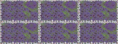 Kağıt, kumaş ve ambalaj için uygun. Mor renkli illüstrasyon. Raster çiçekli, kelebekli kusursuz desen..