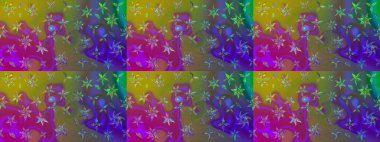 Raster illüstrasyonu. Çiçek süslemeli çizim deseni. Yeşil renkte çiçekler.