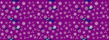 Mor çiçekli bahar çiçekleri. Küçük çiçekte güzel bir desen. Küçük renkli çiçekler. Motley illüstrasyonu. Moda baskıları için zarif bir şablon.