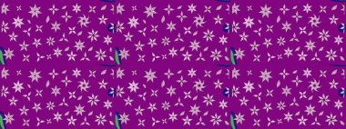 Raster illüstrasyonundaki çiçek desenli çizim. Renkli Yaz Temalı eskiz kalıbı. Mor renkli çiçekler. Düz Çiçek Elementleri Tasarımı.